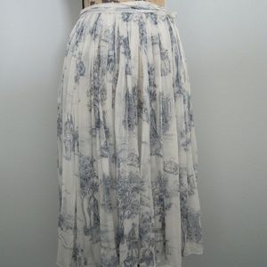 Hermes Sheer Toile Skirt, Size 40/4 - Ivory/Blue